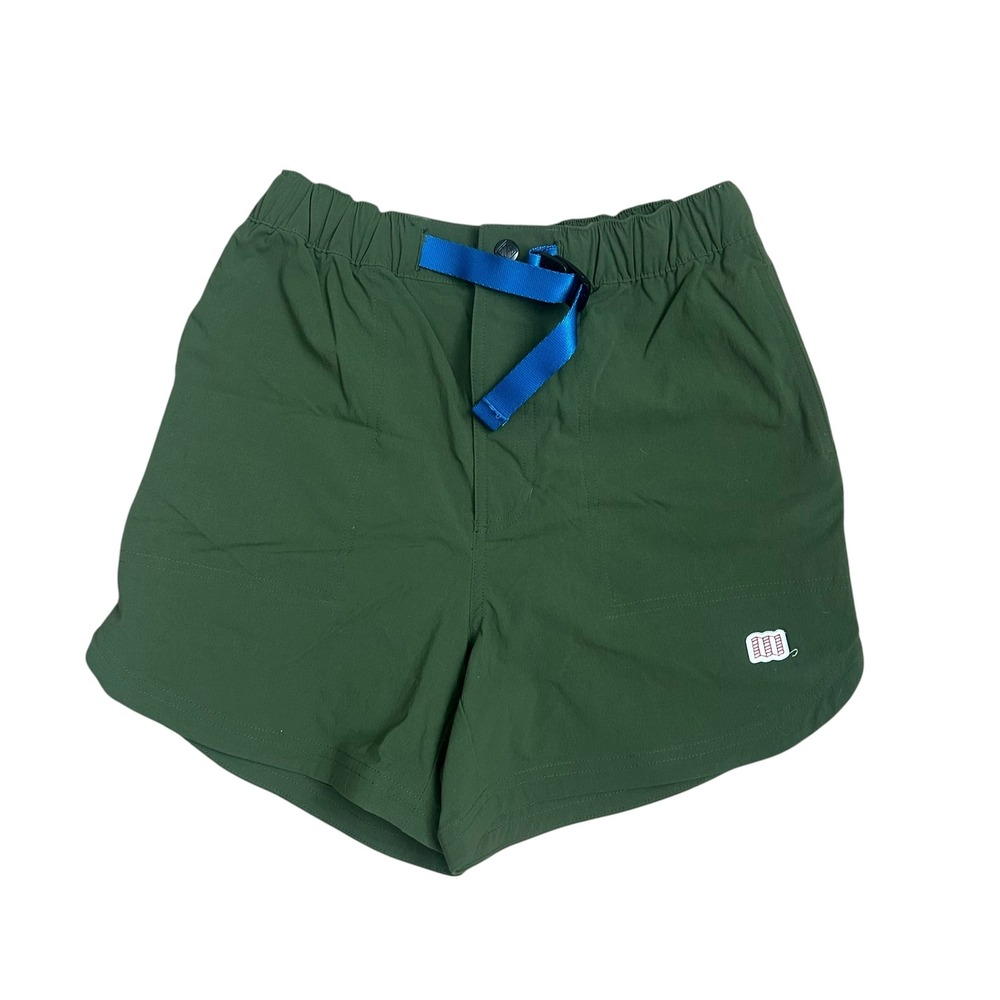 Topo Designs Womens River Shorts Forest Green Blue Belt Small Hiking Activewear